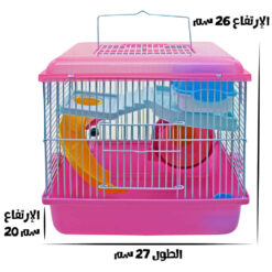 قفص-هامستر-صغير-مع-نفق-وعجلة-وردي
